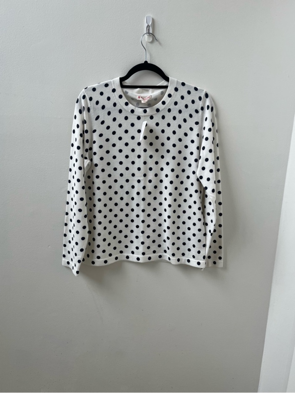 NWT Brooks Brothers Cotton Quiet Luxury Academia crew neck polka dot  sweater